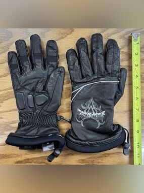 Vintage Harley Davidson CAMBER GAUNTLET Embroidered Leather Gloves XL Gore-Tex